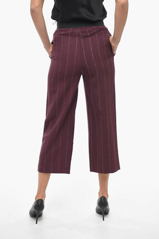 Pantaloni Cropped Fit in Misto Lana con Dettagli in Lurex