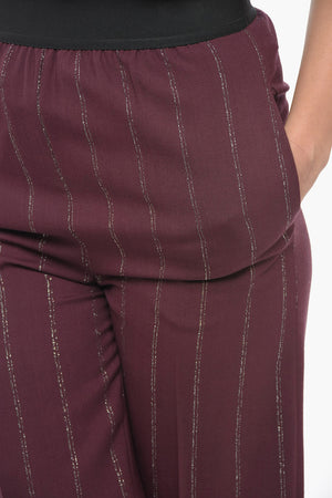 Pantaloni Cropped Fit in Misto Lana con Dettagli in Lurex