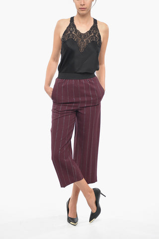 Pantaloni Cropped Fit in Misto Lana con Dettagli in Lurex