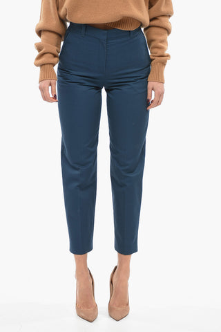 Pantaloni Cropped Fit in Cotone Twill