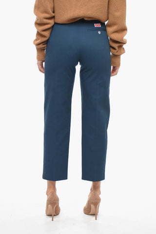 Pantaloni Cropped Fit in Cotone Twill