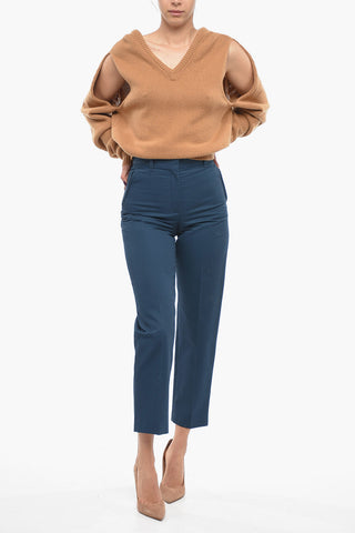Pantaloni Cropped Fit in Cotone Twill
