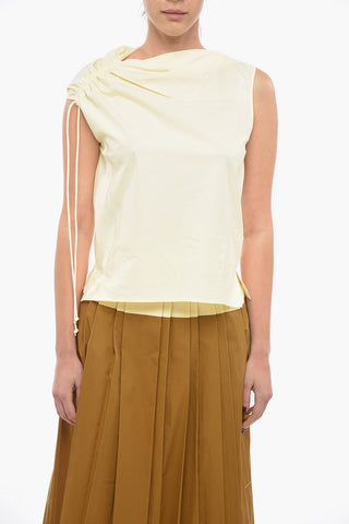 Asymmetric Cotton Top with Drawstring