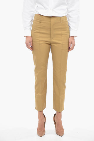 One-Pleat Cotton Tapered Trousers