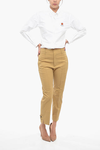 One-Pleat Cotton Tapered Trousers