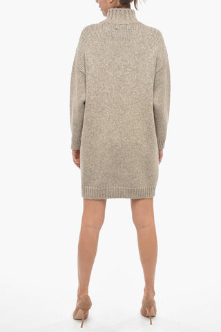 Wool Blend Mini Dress with Turtleneck