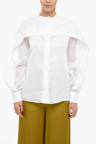 Cape-Sleeved Organza Shirt