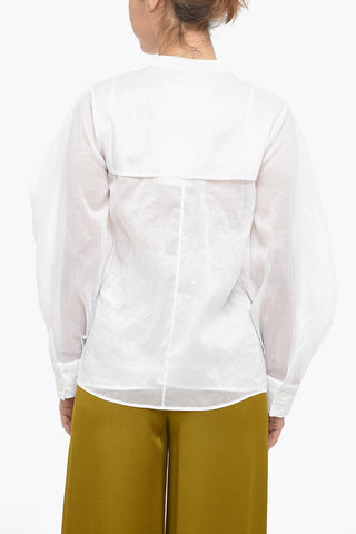Cape-Sleeved Organza Shirt