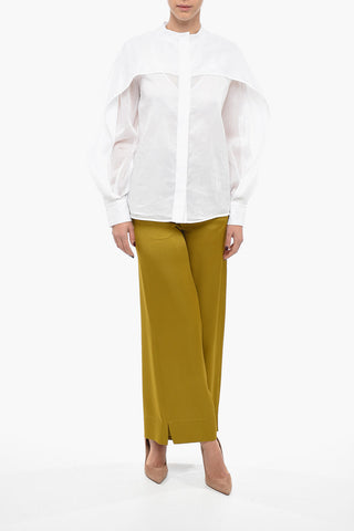 Cape-Sleeved Organza Shirt