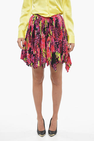 Asymmetric ORCHID Silk Accordion Miniskirt