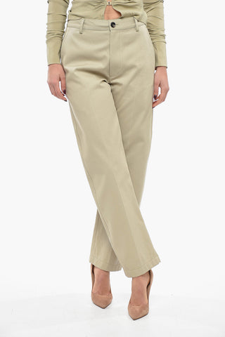Cotton Twill Pants with Wide Leg