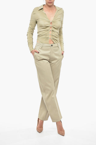 Cotton Twill Pants with Wide Leg