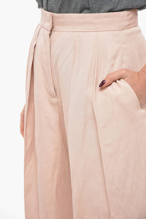 Pantaloni Baggy a 2 Pinces in Misto Lino