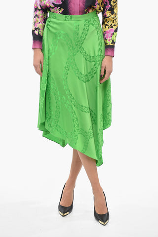 Silk-Blend Jacquard Asymmetric Midi Skirt