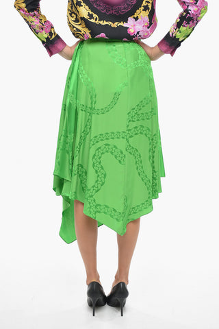 Silk-Blend Jacquard Asymmetric Midi Skirt