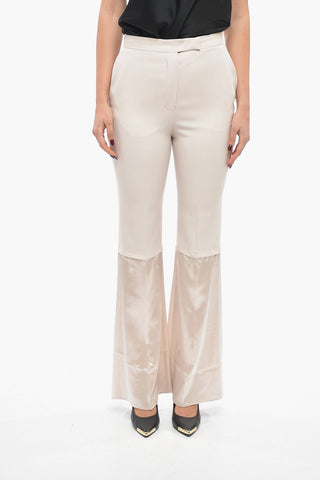Gabardine Flared Pants with Satin Detail