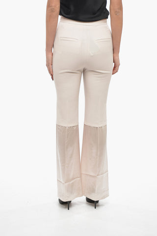 Gabardine Flared Pants with Satin Detail