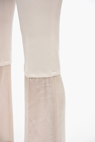 Gabardine Flared Pants with Satin Detail