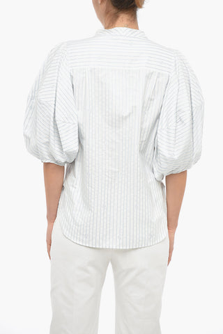 Awning Stripe Cotton Tie Neck Shirt