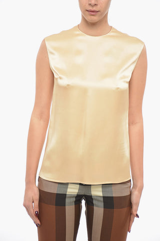 Sleeveless Satin Top with Back Zip