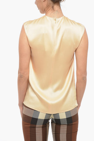 Sleeveless Satin Top with Back Zip