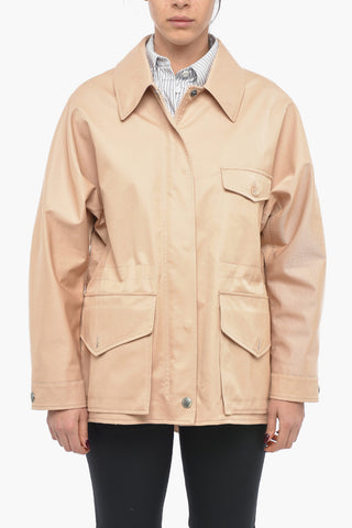 Parka aus Baumwolle mit Frontreißverschluss und Knöpfen