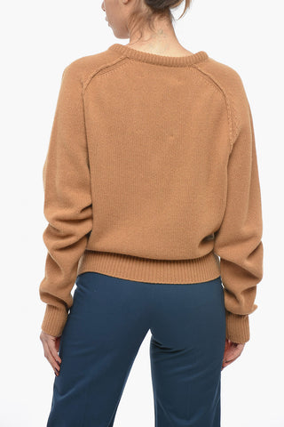 Maglia Collo a V in Cashmere con Dettaglio Cut Out