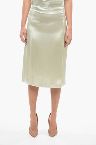 Satin Flared Skirt with Zipped Closure