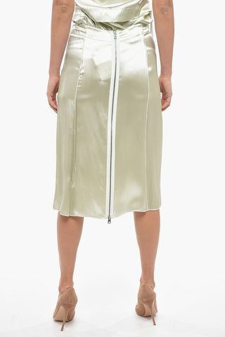 Satin Flared Skirt with Zipped Closure