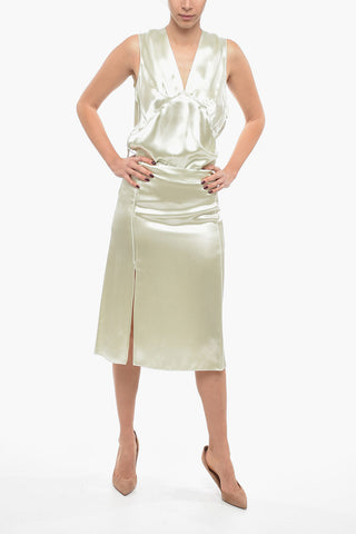 Satin Flared Skirt with Zipped Closure