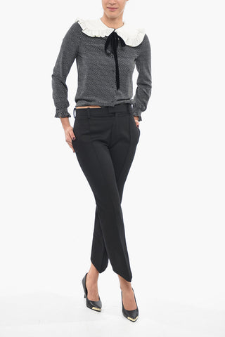 Pantaloni in Cotone a Una Pince con Design Curvo