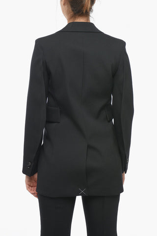 Stretch-Wool Blazer with Curved Sleeves