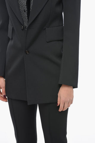 Stretch-Wool Blazer with Curved Sleeves