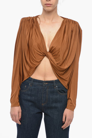 Viscose Satin Crop Top with Criss Cross Design