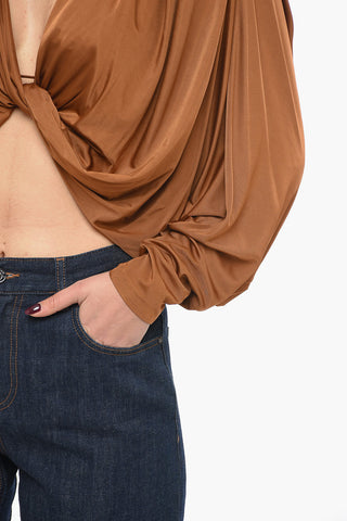 Viscose Satin Crop Top with Criss Cross Design