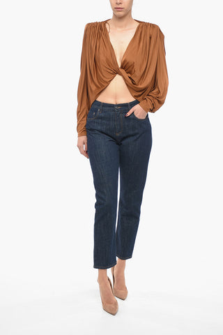 Viscose Satin Crop Top with Criss Cross Design