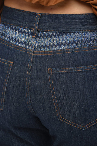 Dark Wash Regular Fit Denims with Lurex Detail 17cm