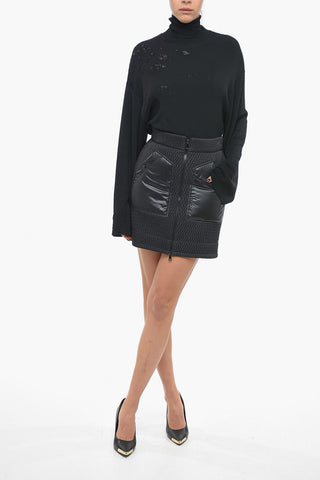 Quilted A-Line Miniskirt with Front Zip