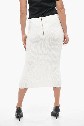 Back Zipped Knitted Longuette with Jewel Buttons