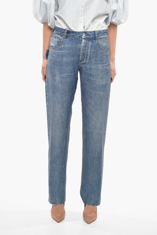 Pantaloni in Crepe con Effetto Denim