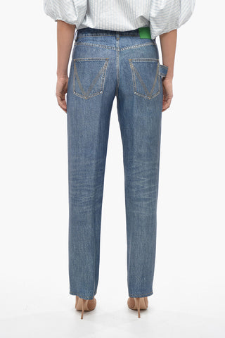 Pantaloni in Crepe con Effetto Denim