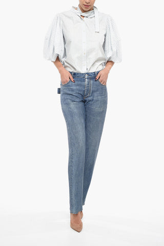 Pantaloni in Crepe con Effetto Denim