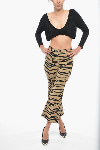 Crop Top in Chiffon di Viscosa con Design a Palloncino