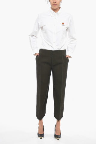Cotton Blend Cropped Pants