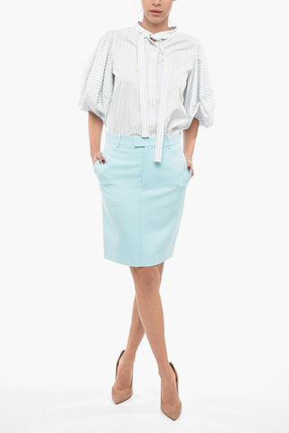 Wool Mini Skirt with Back Slit