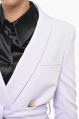 Double-breasted Belted Blazer with Peak Lapel