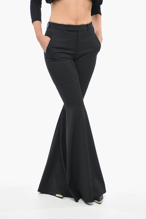 Pantaloni Flared-leg in Lana Stretch con Passanti