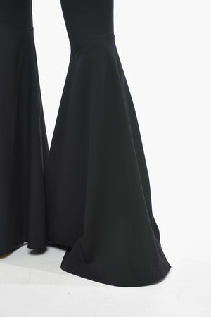 Pantaloni Flared-leg in Lana Stretch con Passanti