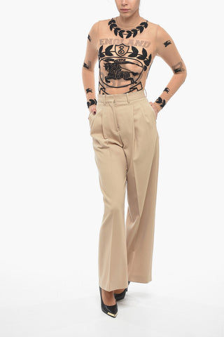 Double-pleated Virgin Wool Palazzo Pants