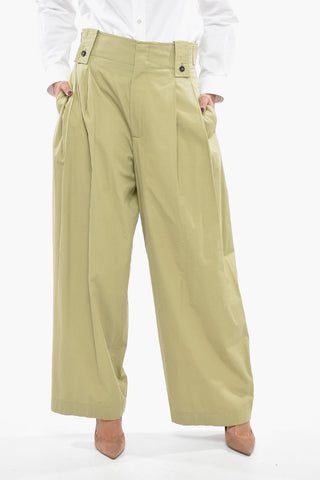 High-waisted Wide Leg Pants with Front Pleats